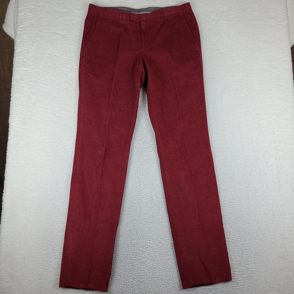 Hugo Boss Corduroy Pants Mens 36x38 Red Sharp1 Straight Leg Chino‎ Khakis